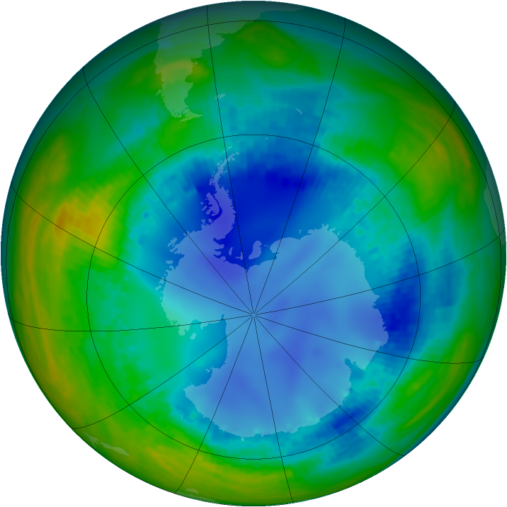 Antarctic ozone map for 07 August 2003
